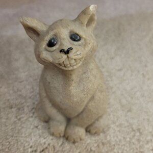 Handcrafted Sad Cat Figurine Stone Cute & Quirky  Vintage Quarry Critters Chico